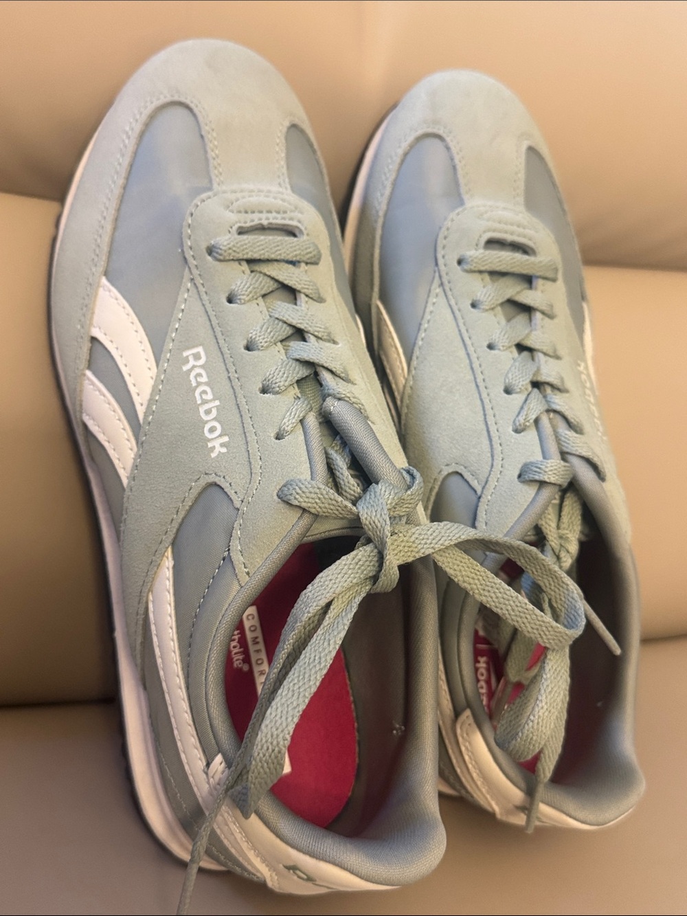 Reebok Women’s Light Sage and White Low-Top Sneakers